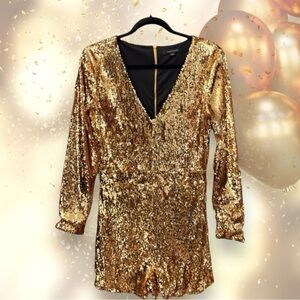 Gold Sequin Long Sleeve Romper